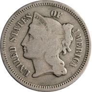 1865 3 Cent Nickel - Very Good