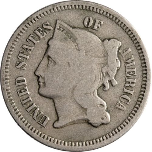 1873 3 Cent Nickel Closed 3 - Very Good