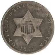 1852 3 Cent Silver - Good