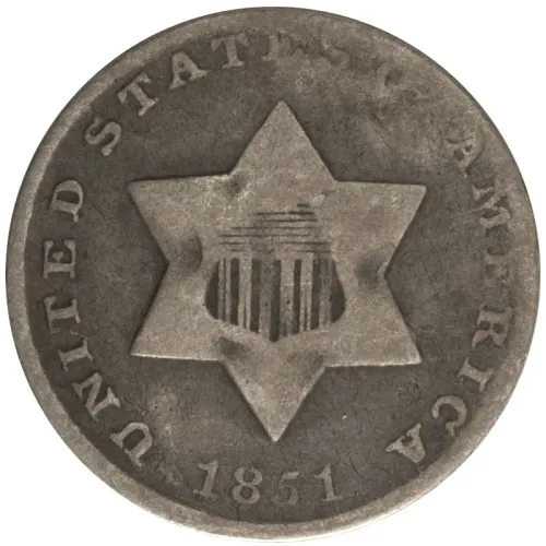 1852 3 Cent Silver - Good