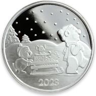 2023 Penguin Bear & Mouse Sled Gift Delivery 1oz .999 Silver Round