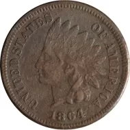 1864 Indian Head Penny L - XF (Extra Fine) Details - Corrosion