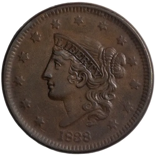 1838 Large Cent - Almost Uncirculated