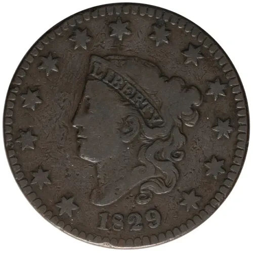 1829 Large Cent - Medium Letters - Fine Details - Improperly Cleaned