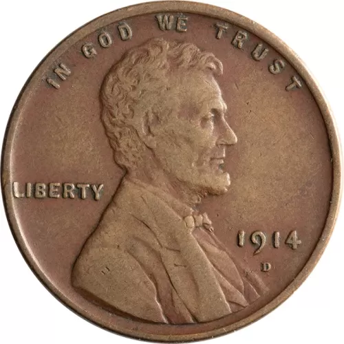 1914 D Lincoln Wheat Penny - Extra Fine Details - Artificially Colored