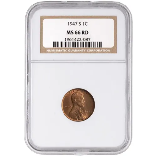 1947 S Lincoln Wheat Penny - NGC MS 66 Red