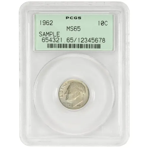 1962 Roosevelt Dime - PCGS MS65 - Sample