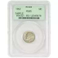 1962 Roosevelt Dime - PCGS MS65 - Sample