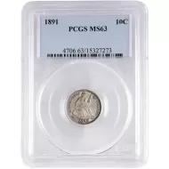 1891 Seated Liberty Dime - PCGS MS63