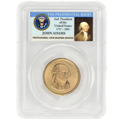 2007 John Adams Presidential Dollar - Double Edge Lettering Overlapped - PCGS MS65