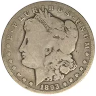 1893 CC Morgan Dollar - Very Good Details - Cleaned & Rim Ding