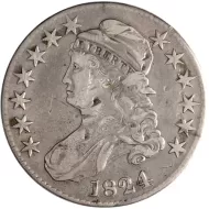 1824 Capped Bust Half Dollar - Very Fine Details Damaged