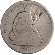 1857 Seated Half Dollar - Very Good Details - Damaged