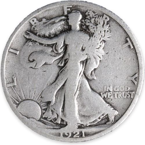 1921 S Walking Liberty Half Dollar - F (Fine) Details - Improperly Cleaned #2