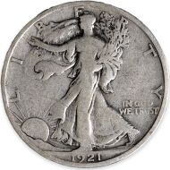 1921 S Walking Liberty Half Dollar - F (Fine) Details - Improperly Cleaned #1