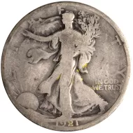 1921 D Walking Liberty Half Dollar - Good Details - Damaged