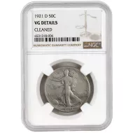 1921 D Walking Liberty Half Dollar - NGC VG Details - Cleaned