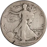 1916 S Walking Liberty Half Dollar - Very Good Details Damaged
