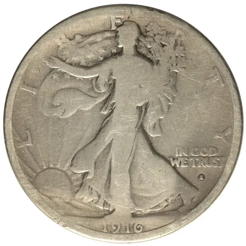 1916 S Walking Liberty Half Dollar - VG (Very Good) Details - Improperly Cleaned