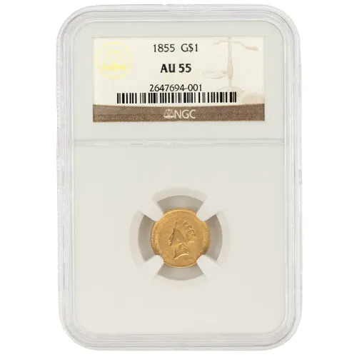 1855 $1 Gold Princess - NGC AU55