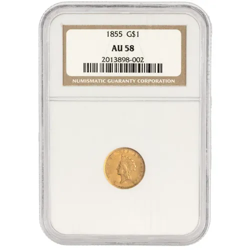 1855 $1 Gold Princess - NGC AU58