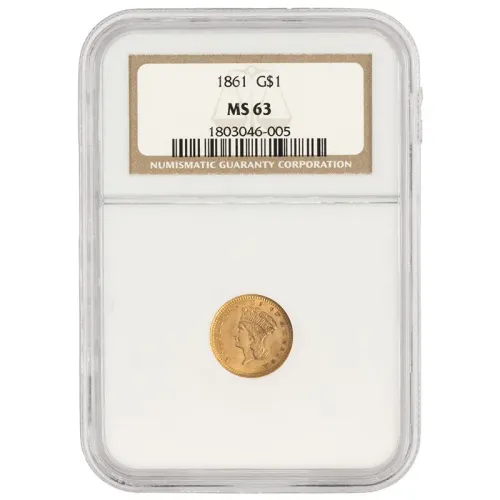 1861 $1 Gold Princess - NGC MS 63