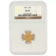 1855 $1 Gold Princess - NGC AU55