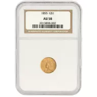 1855 $1 Gold Princess - NGC AU58