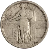 1917 S Type 1 Standing Liberty Quarter - Fine Details Cleaned