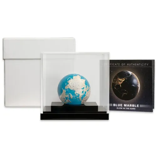 2023 Barbados $5 3oz .999 Silver - Blue Marble Globe - Glow in the Dark