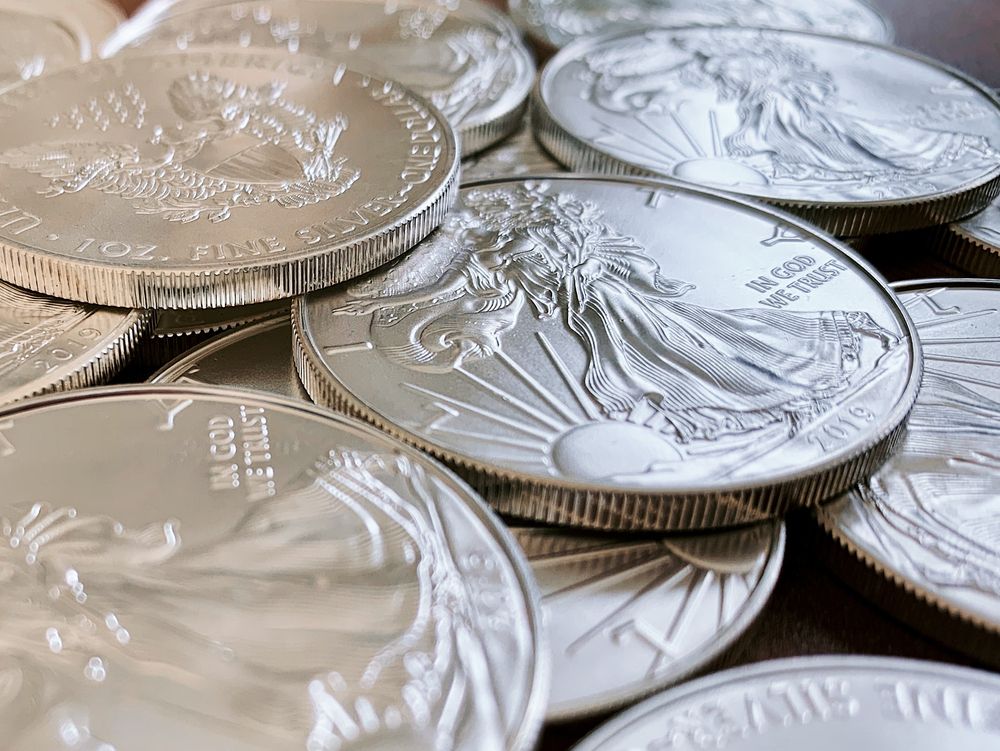 Set of American silver eagle coins
