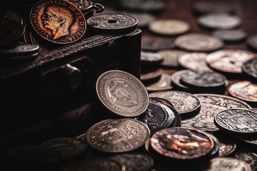 old coins in chest